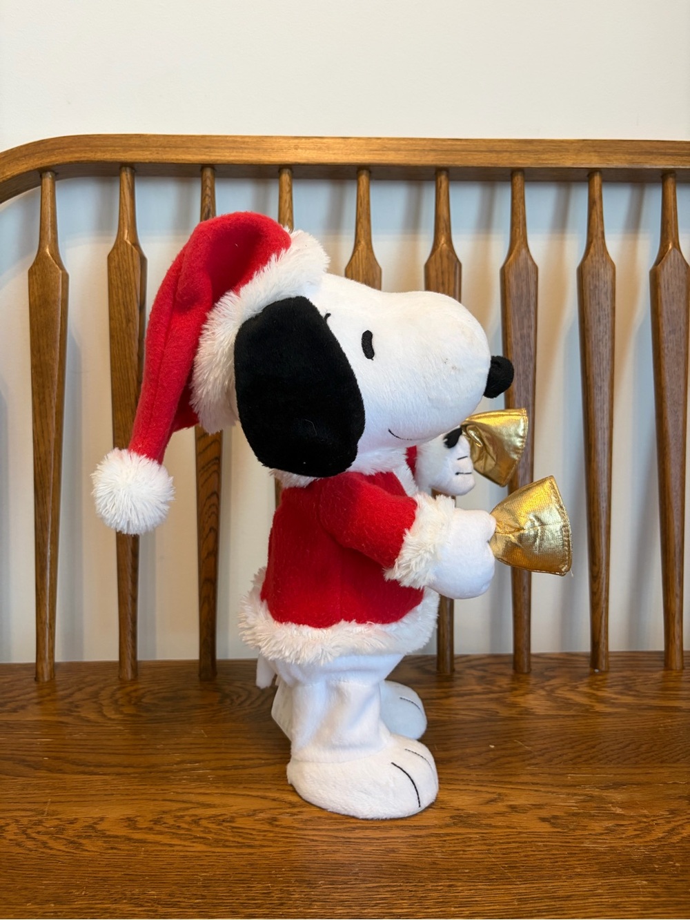 Hallmark Peanuts Animated Snoopy Bell Ringer Christmas Plush 14" Santa Suit - Picture 4 of 5